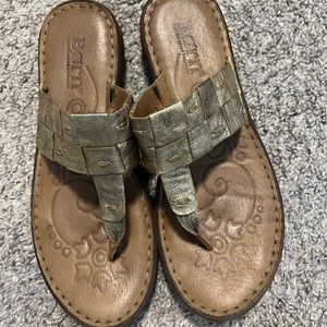BORN gold patchwork sandals